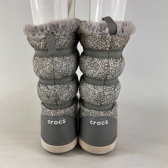 Crocs Crocband women's size 7 grey minimalist slip on faux fur winter boots - Picture 7 of 11